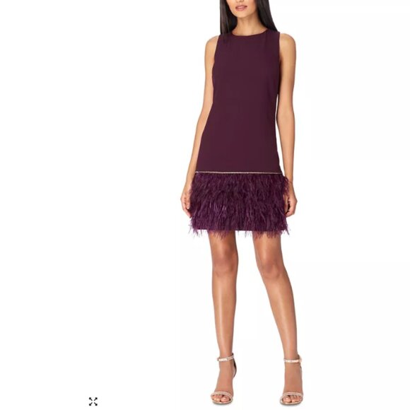 Tahari ASL Crepe Faux-Feather Dress Size 6 - Picture 1 of 11